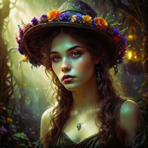 Ethereal Woman Surrounded by Skeletal Flowers