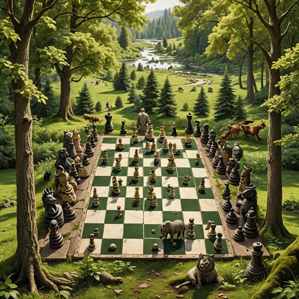 Chessboard in Nature: Serene Animal Spectators