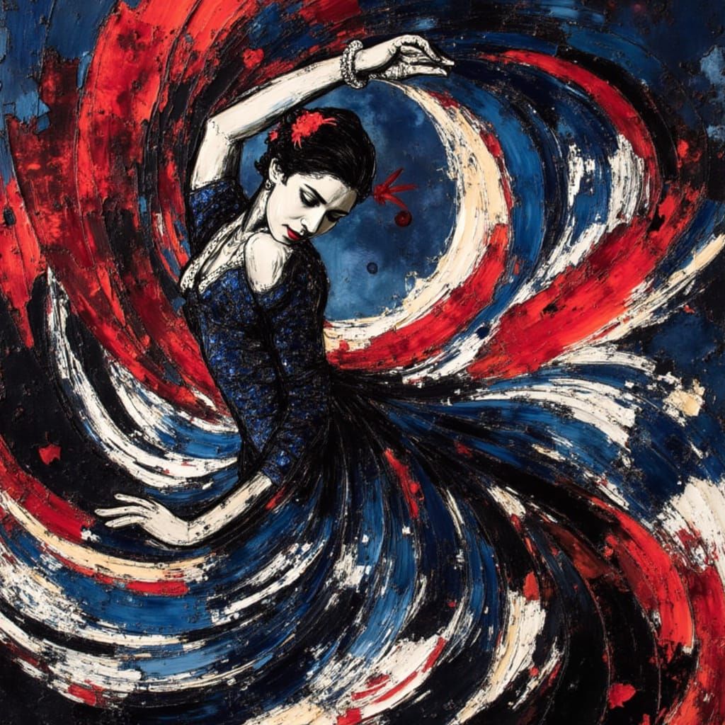 Dramatic Flamenco Dancer with Bold Textures