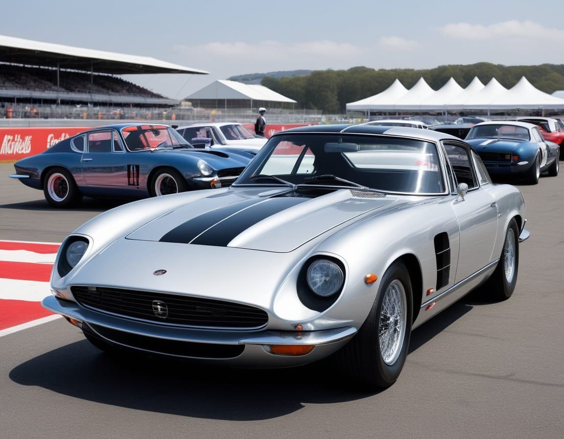 Silver Sports GT Car Inspired by 1960s Designs