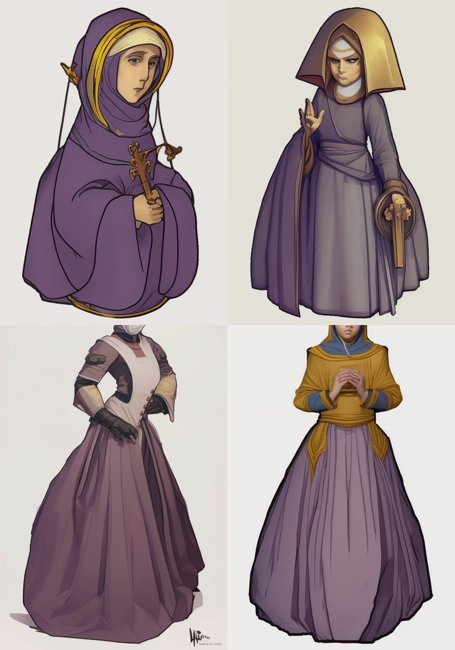 Hyperdetailed Nun Concept Art in Triadic Colors