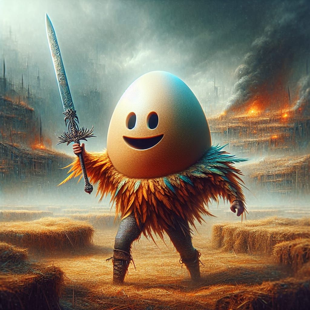 Joyous Egg Warrior in Dystopian City