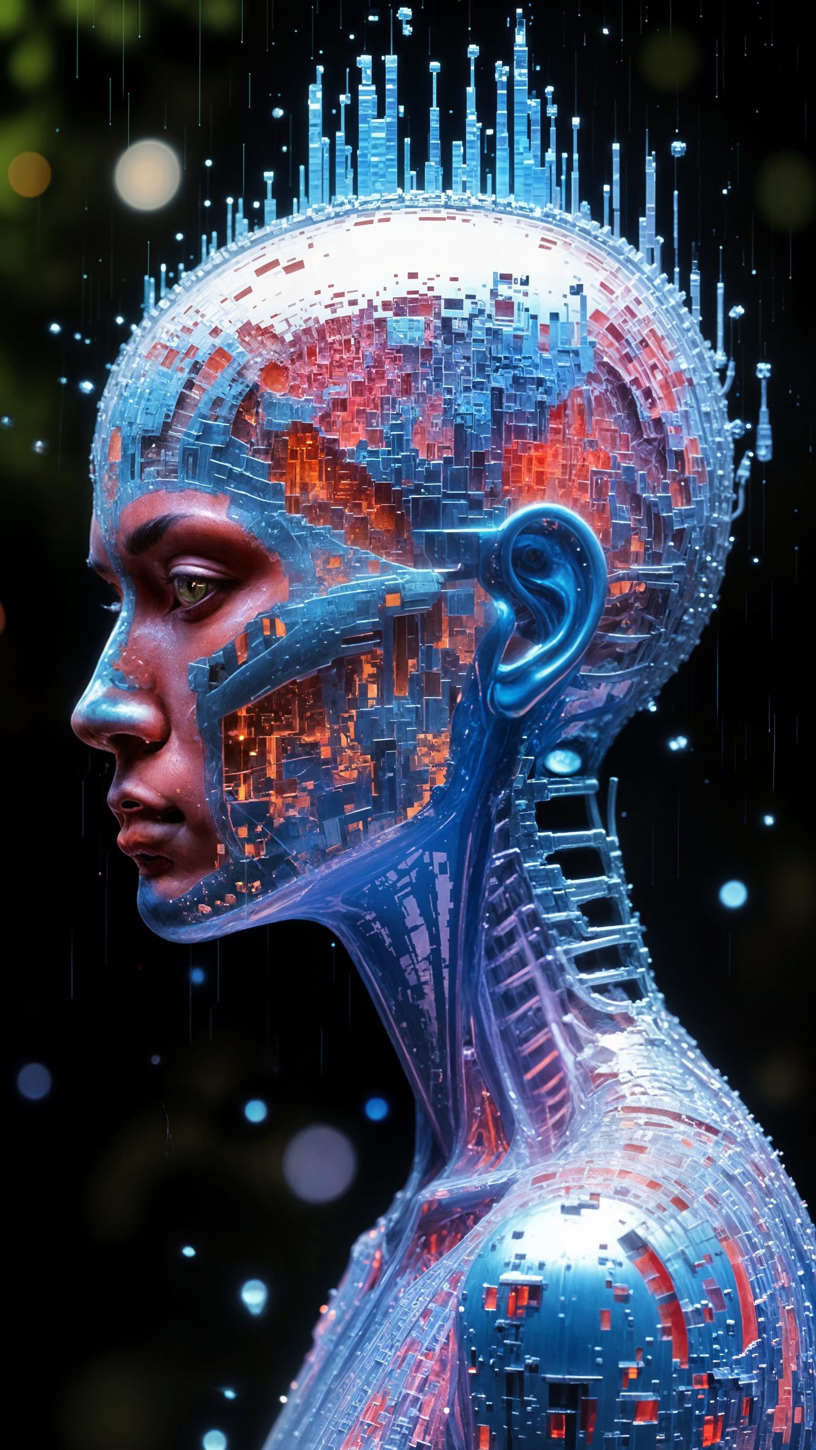 Eerie Portrait Exposes Pixelated Skeleton in Digital Art Sty...