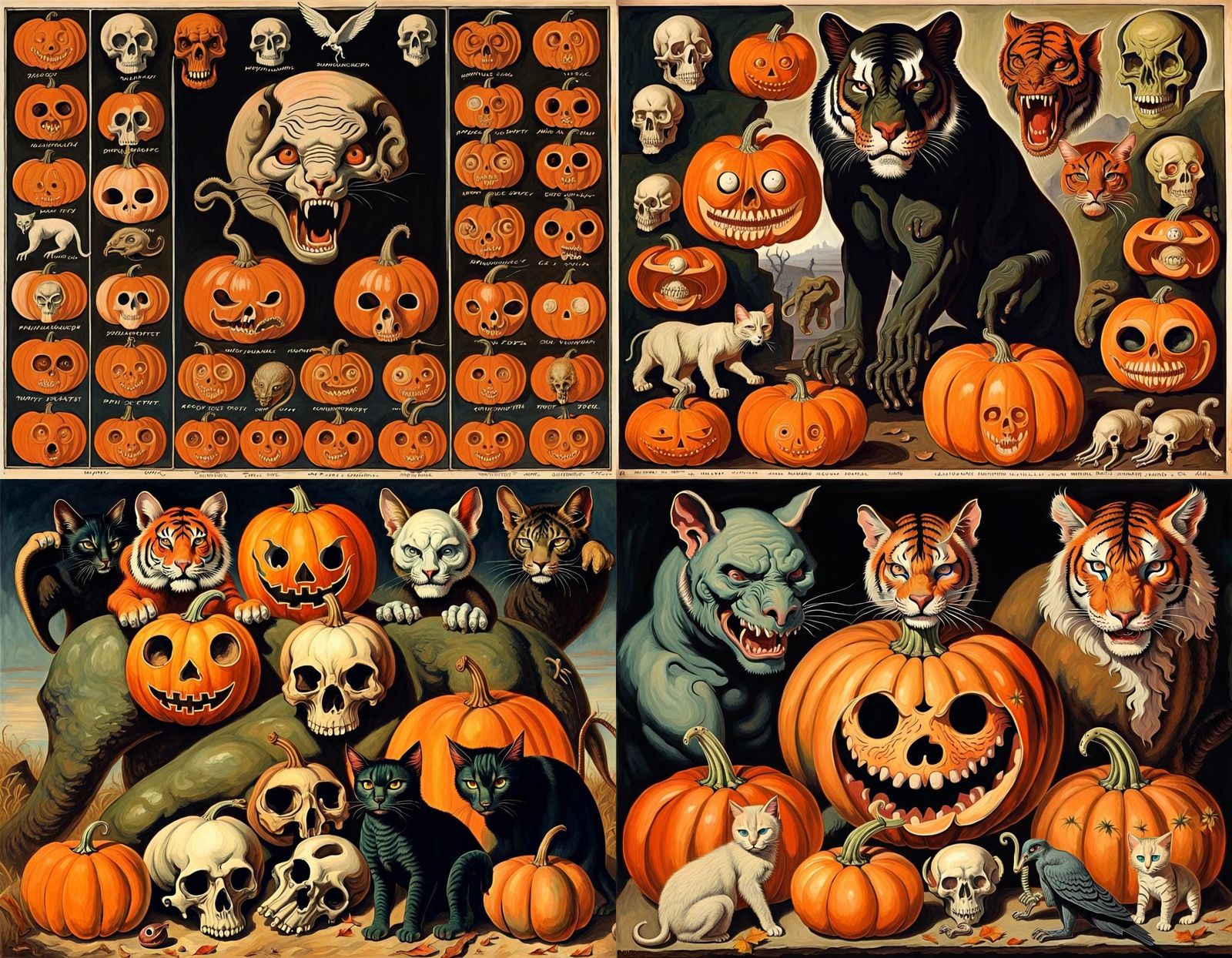 Grotesque Halloween Scene in Surrealist Style