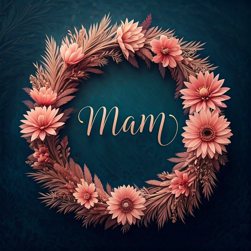 Ethereal Flower Wreath in Deep Blue-Purple Majestic Style