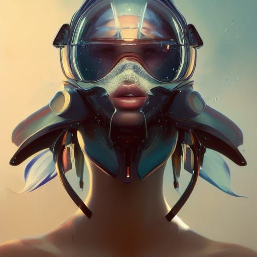 Underwater Cat Portrait in Digital Art Style