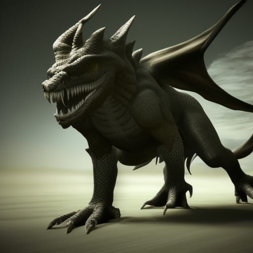 Shadow Dragon Emerges from Darkness in 3D Rendering
