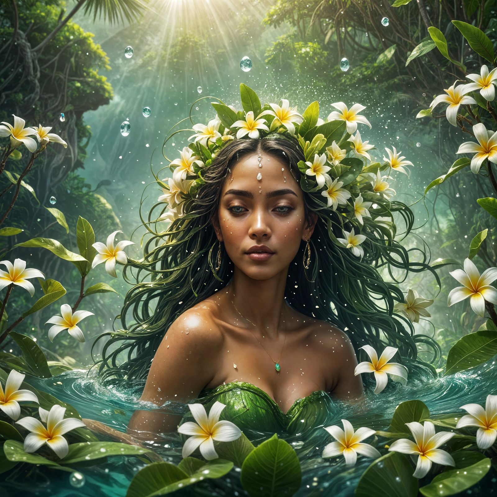 Earth Goddess with Island Back, in Fantasy Art Style