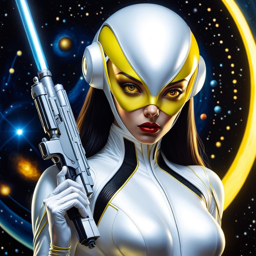 Closeup of A beautiful totally bold alien beautiful👽 girl) ...