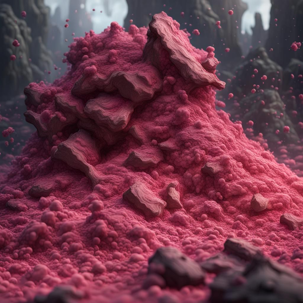 Fantastical Pink Ash Matte Painting in Deep Color