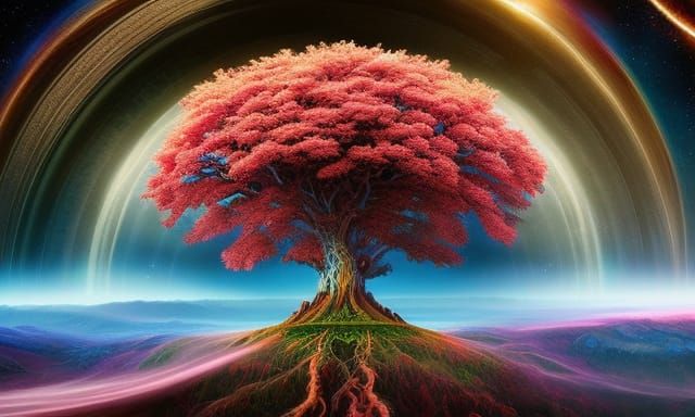Cosmic Tree of Life in Anime Style