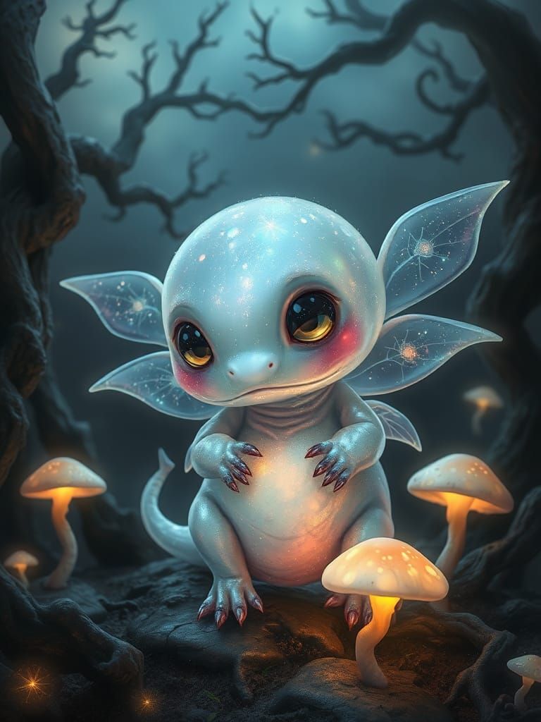 Ethereal Baby Monster Emitting a Soft Glow