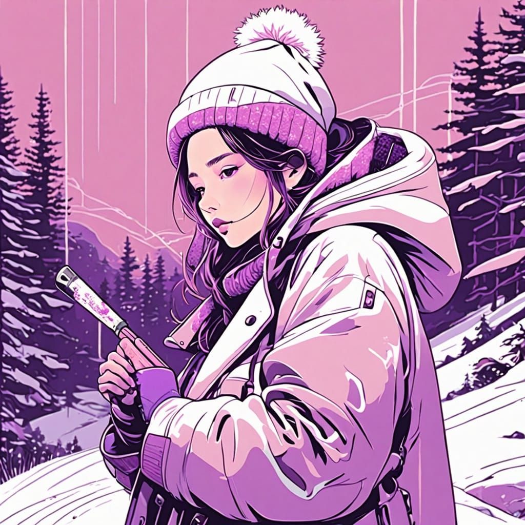 Surreal Minimalist Female Artist in Winter Wonderland