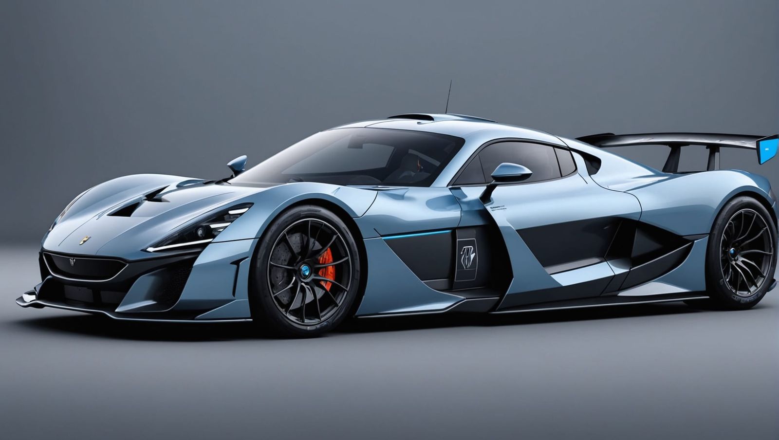Futuristic Grey RIMAC Race Car in Cyberpunk Style