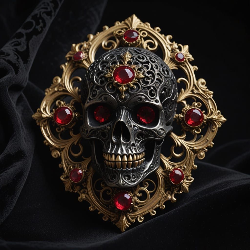 Ethereal Macabre Brooch in Dark Academia Style