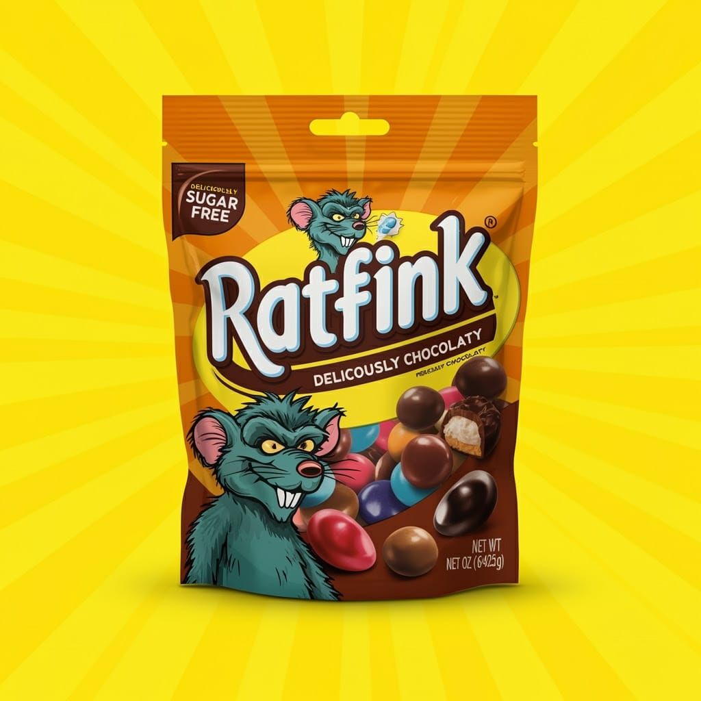 Sugar-Free Chocolate Candy Gems in Retro Pop Art Style