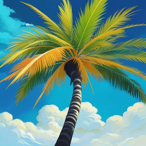 Phoenix Palm Tree in Anime Style
