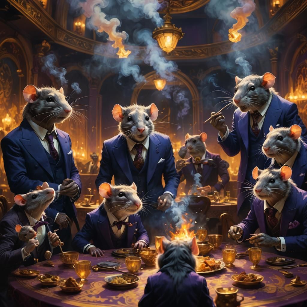 Rats in Suits Smoking: Dark Fantasy Concept Art