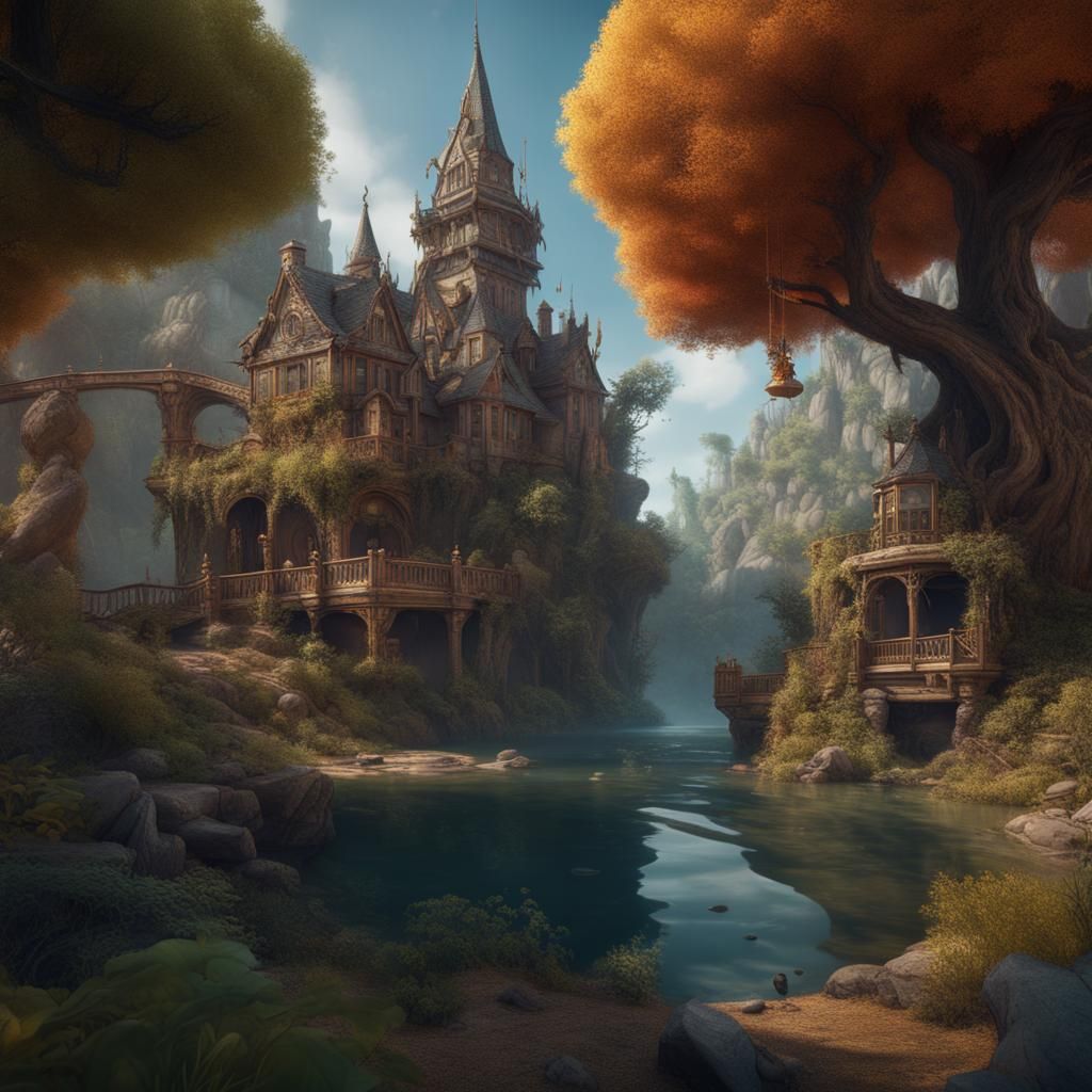 Fantastical Forest House in Detailed Matte Painting