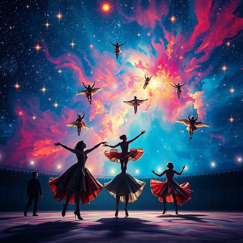 Dreamlike Cirque du Soleil Performance Under Starry Night Sk...