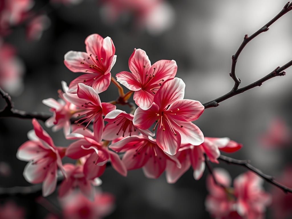 Hyper-Realistic Cherry Blossom Close-Up in Soft Focus