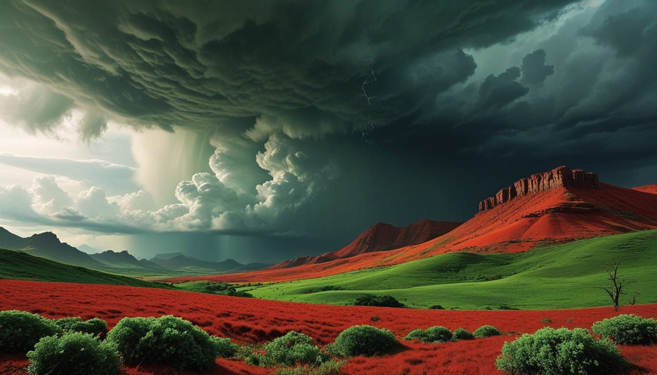 Majestic Stormy Landscape in Vibrant Hues