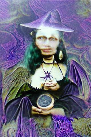 Wiccan Witch Portrait in Vintage Collage Style