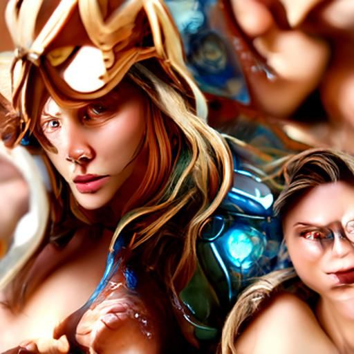 Four Women Portrait in Artgerm and WLOP Style