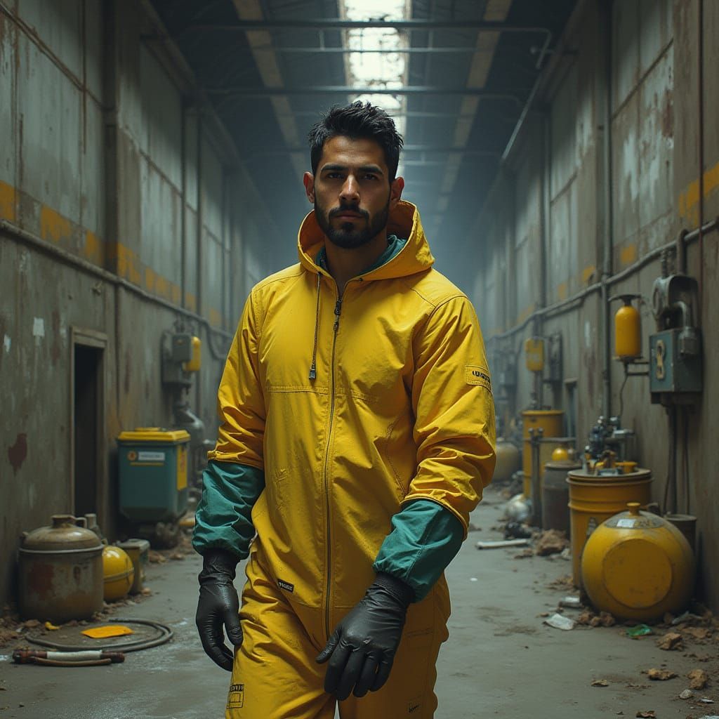 Hazmat Worker in Gritty Mexican Realism