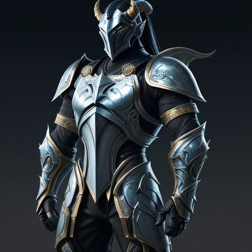 Armored Knight with Cyrax Mask in Detailed Matte Painting
