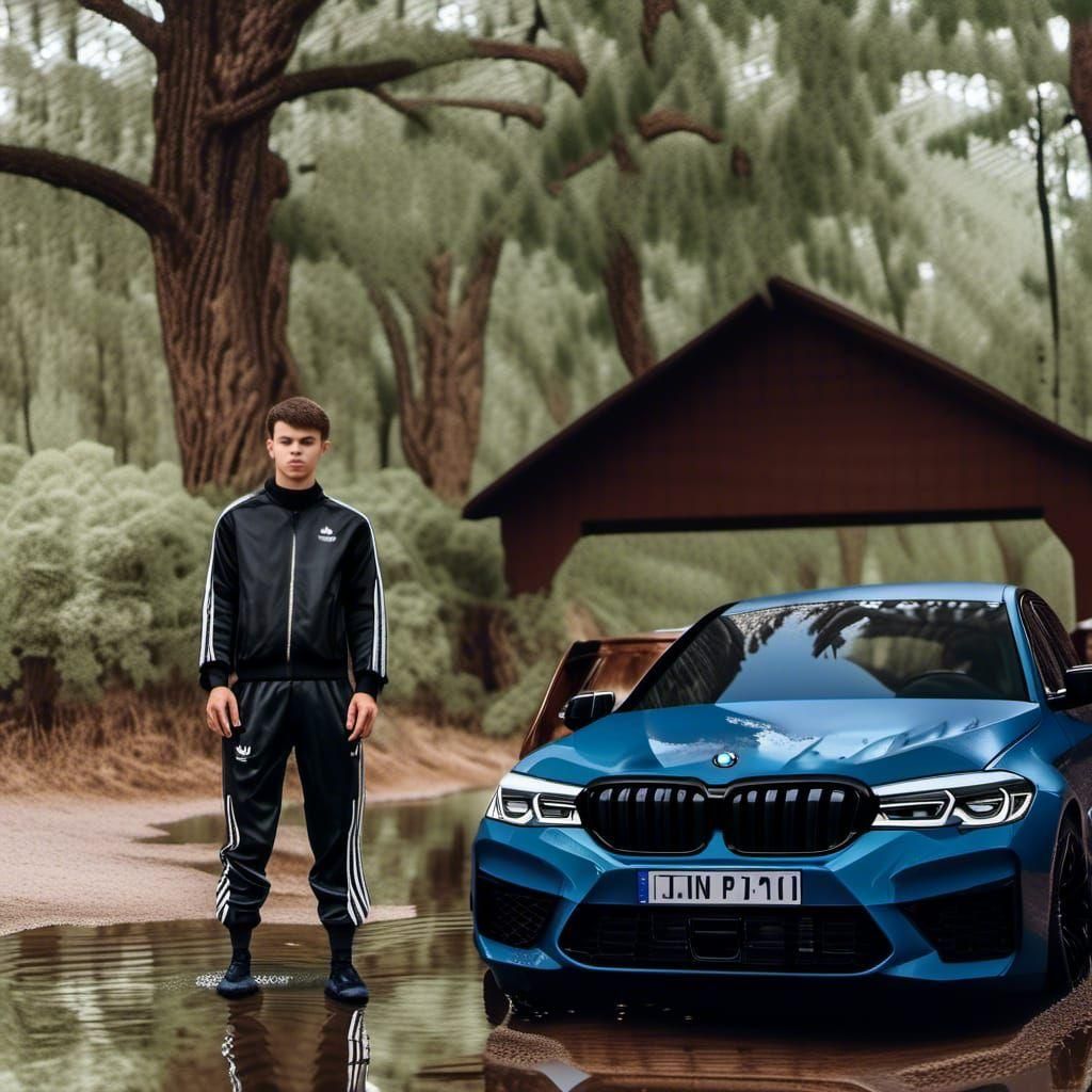 Adidas Tracksuit, BMW M5, and Doberman in New York