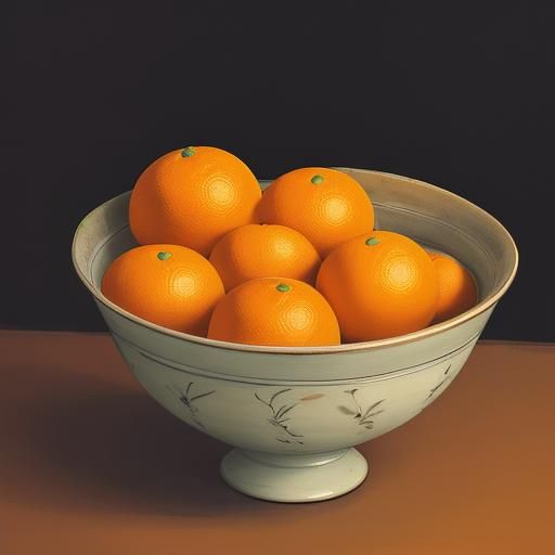 Vibrant Bowl of Oranges Still Life