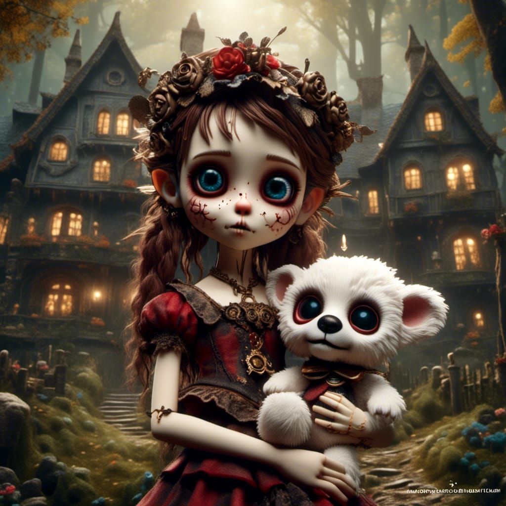 Adorable Furry Imp with Teddy Bear