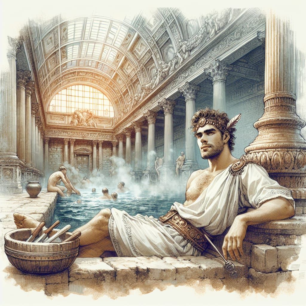Roman Man in Thermal Bath: Concept Art