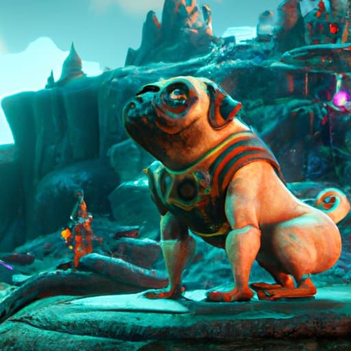 Fantastical Pug Dog in Detailed Matte Painting