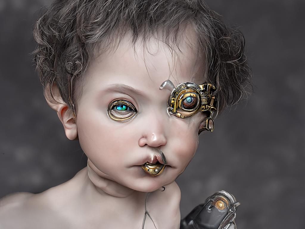 Steampunk Clockwork Baby Automaton: Victorian Mechanical Mar...