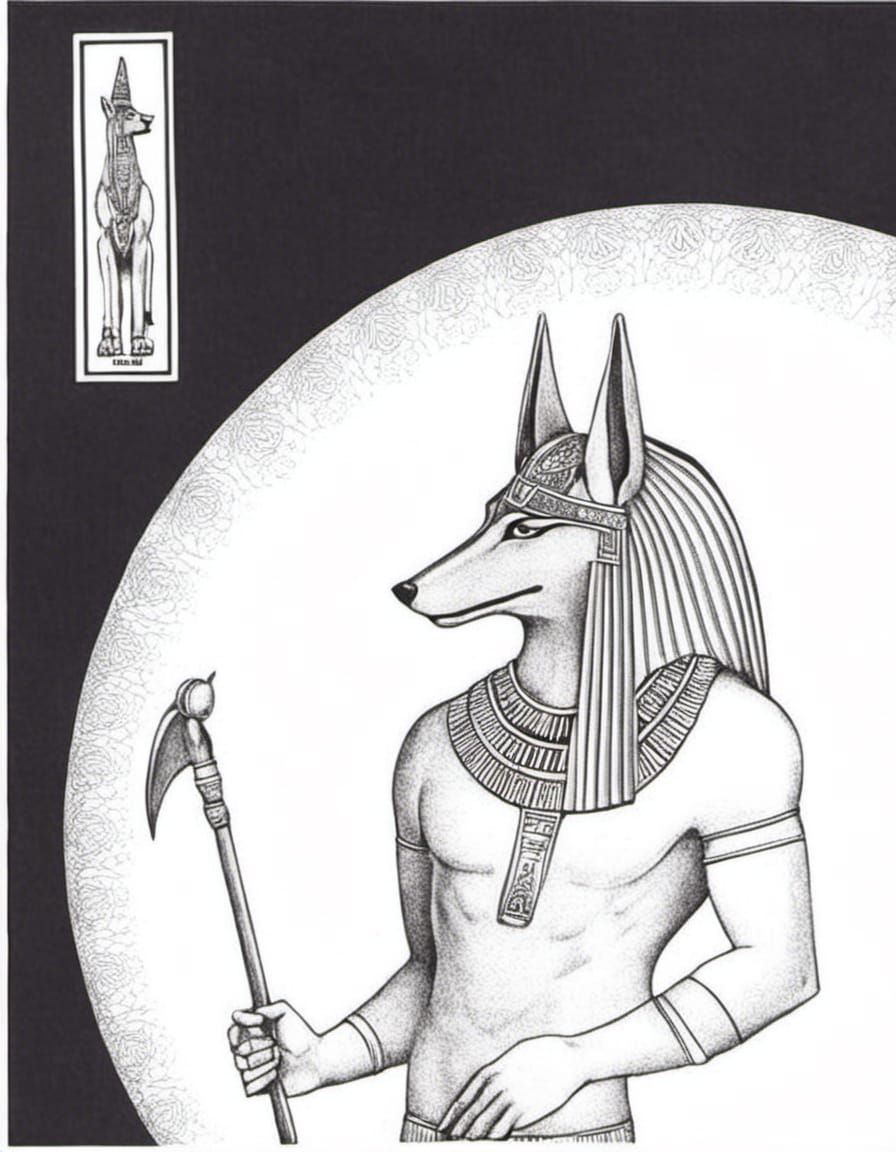 Anubis, Egyptian God, with Jackal head based on elongated proportions of <lora:AlphaJake:1.0> and hyperdetailed fit hard...
