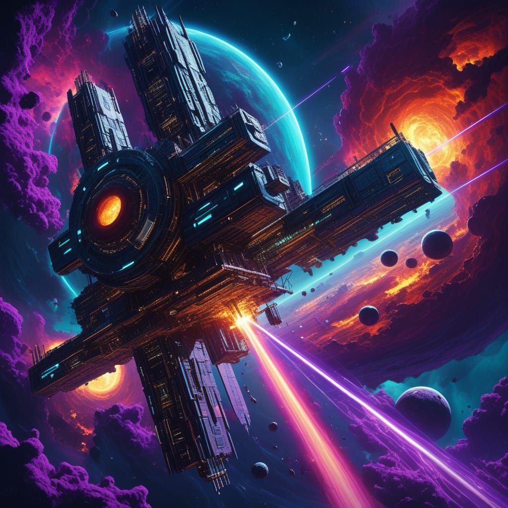 Epic Sci-Fi Space Station Battles Planet With Laser