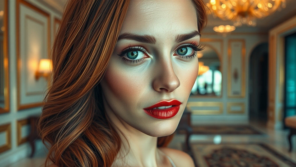 Elegant Woman Portrait with Warm Lighting and Red Hair
