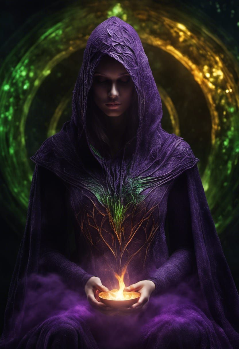 Mysterious Shadow Priestess with Soul Fire