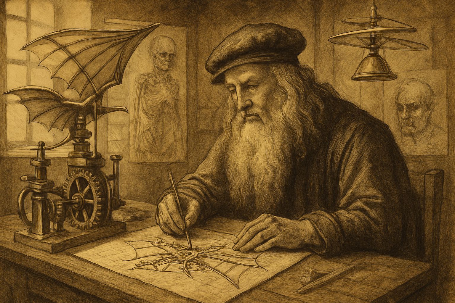 Da Vinci's Flying Machine: Renaissance Concept Art