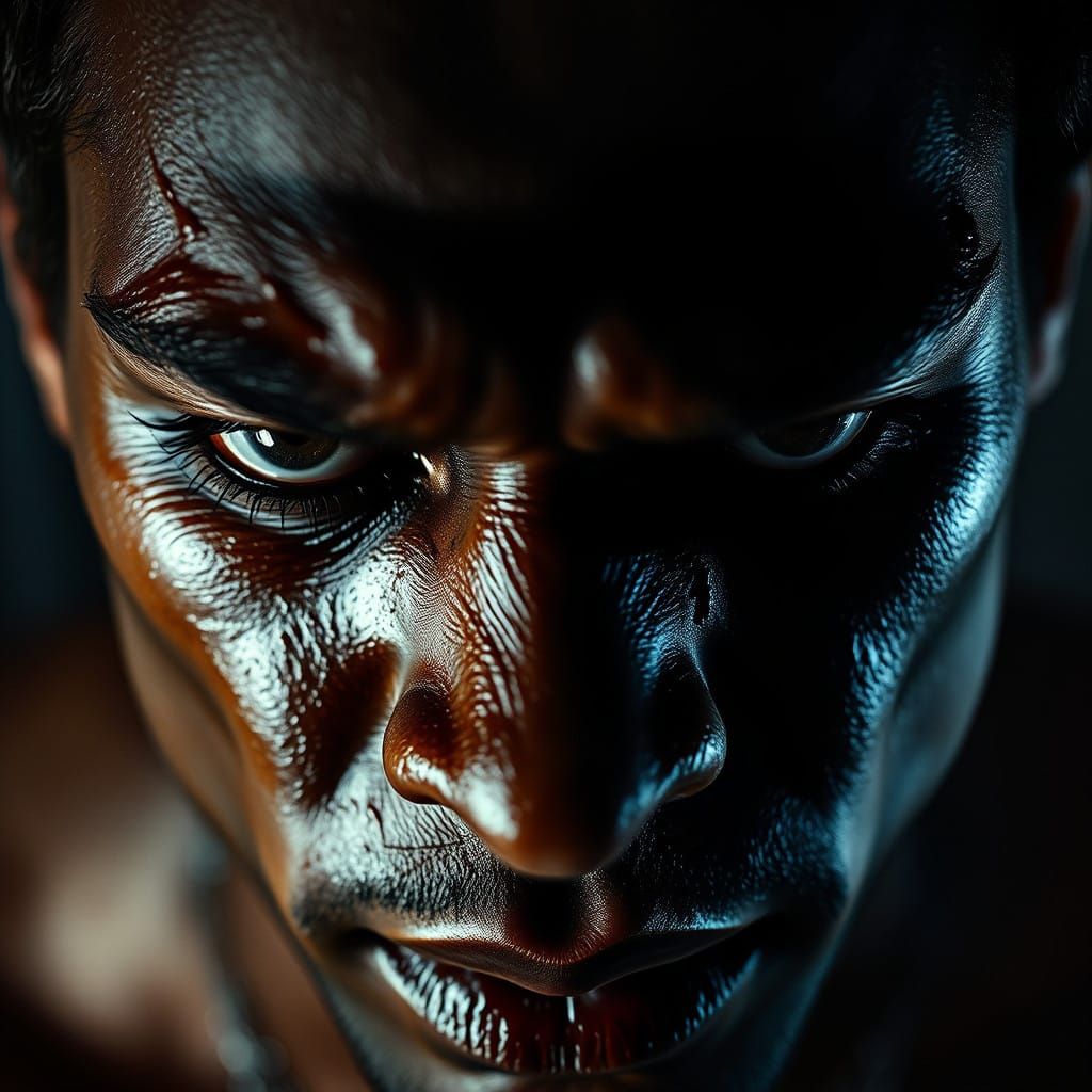 Distressed Diddy in Oil-Smeared Portrait