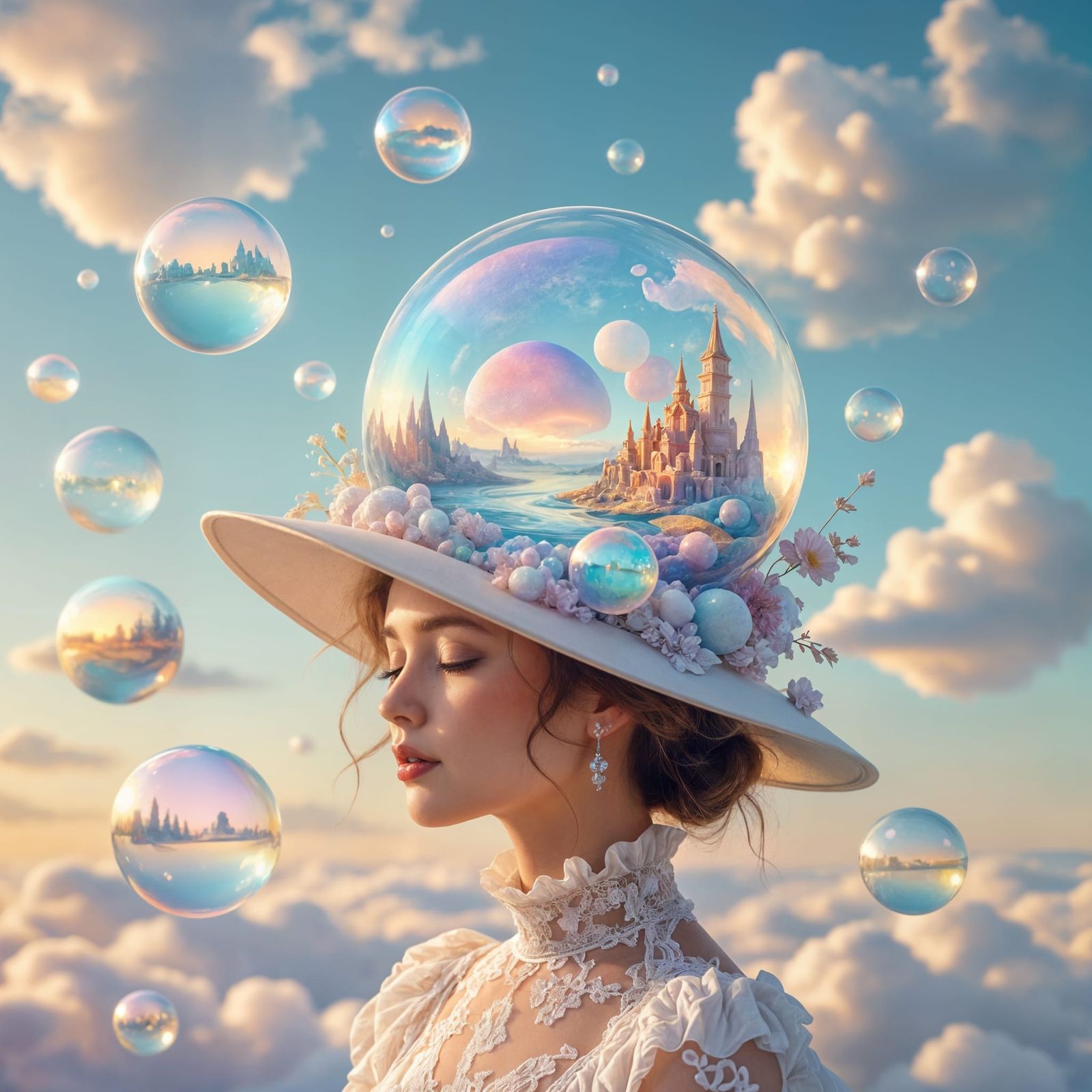 Ethereal Landscape with Diorama Soap Bubbles