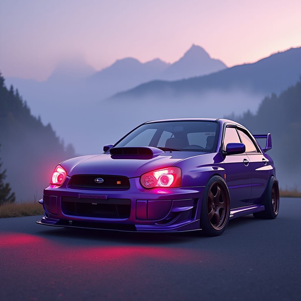 Cyberpunk Subaru Impreza Speeds Through the Night