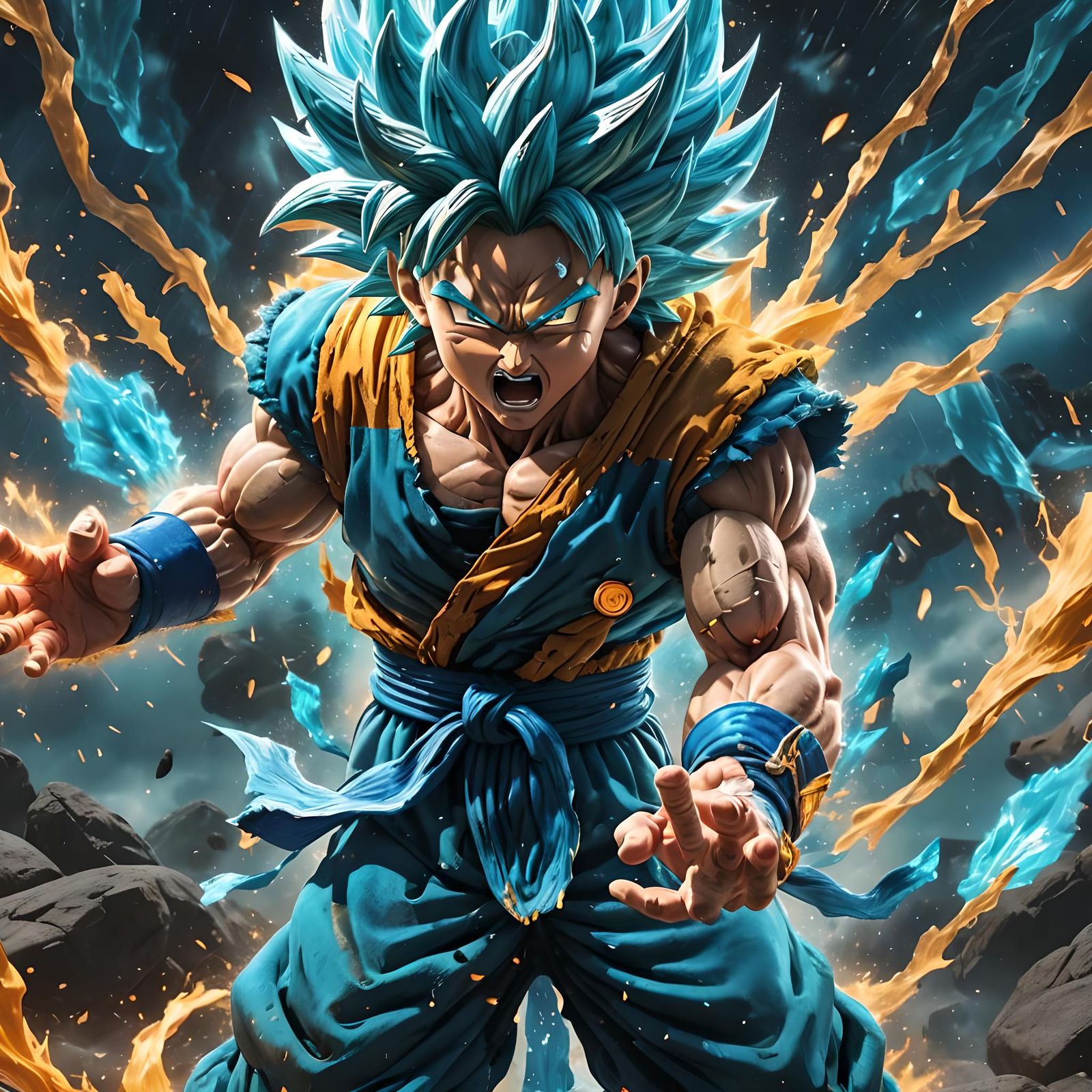 Super Saiyan Blue Gogeta's Godly Kamehameha in HDR