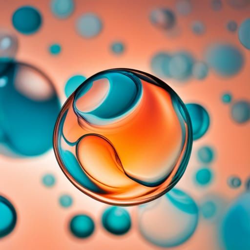 Orange and Teal Bubbles Floating