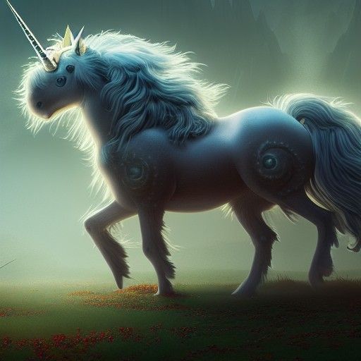 Fantastical Fluffy Unicorn in Detailed Matte Painting