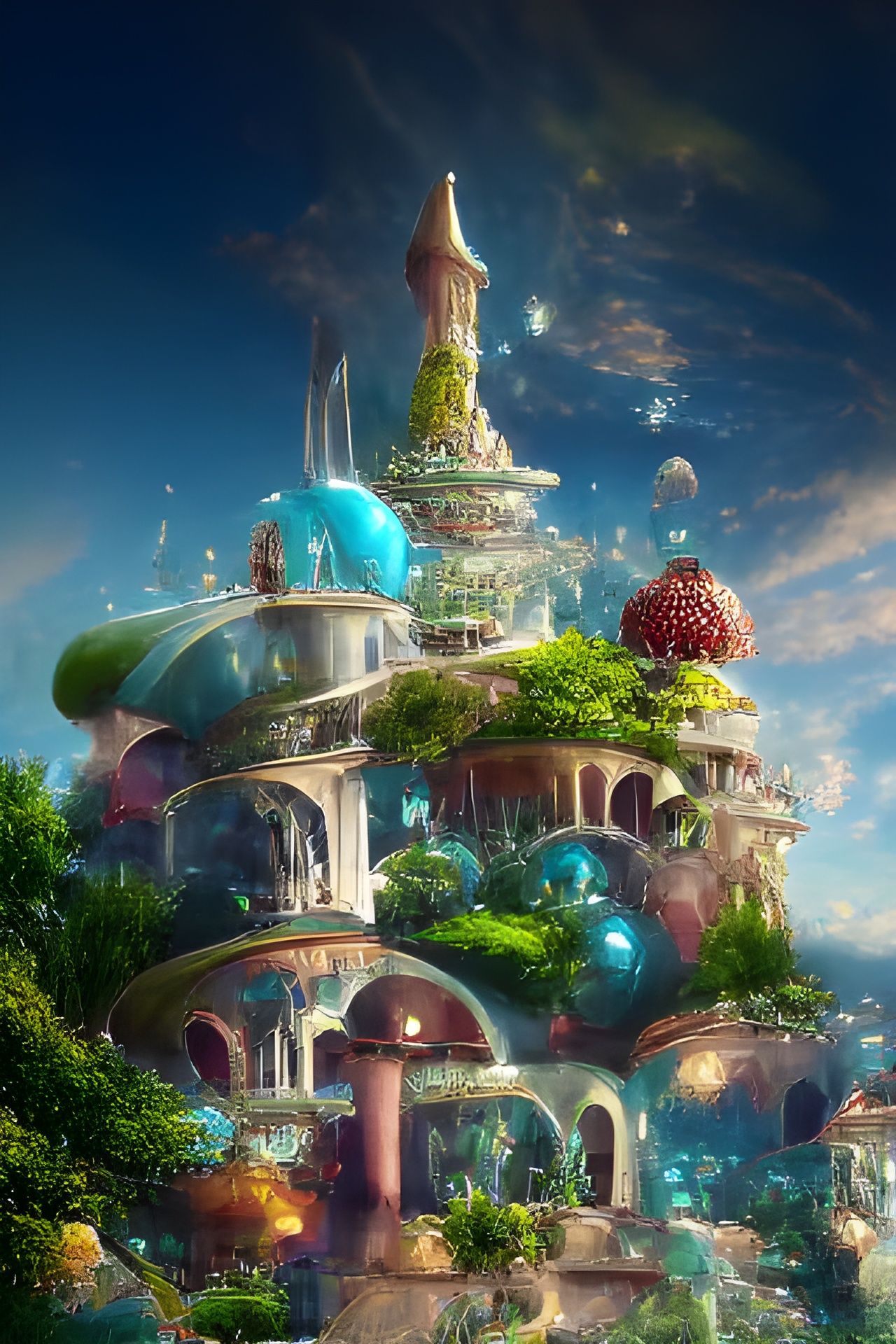 Ethereal Glass Planet in Faerie Garden: Digital Art