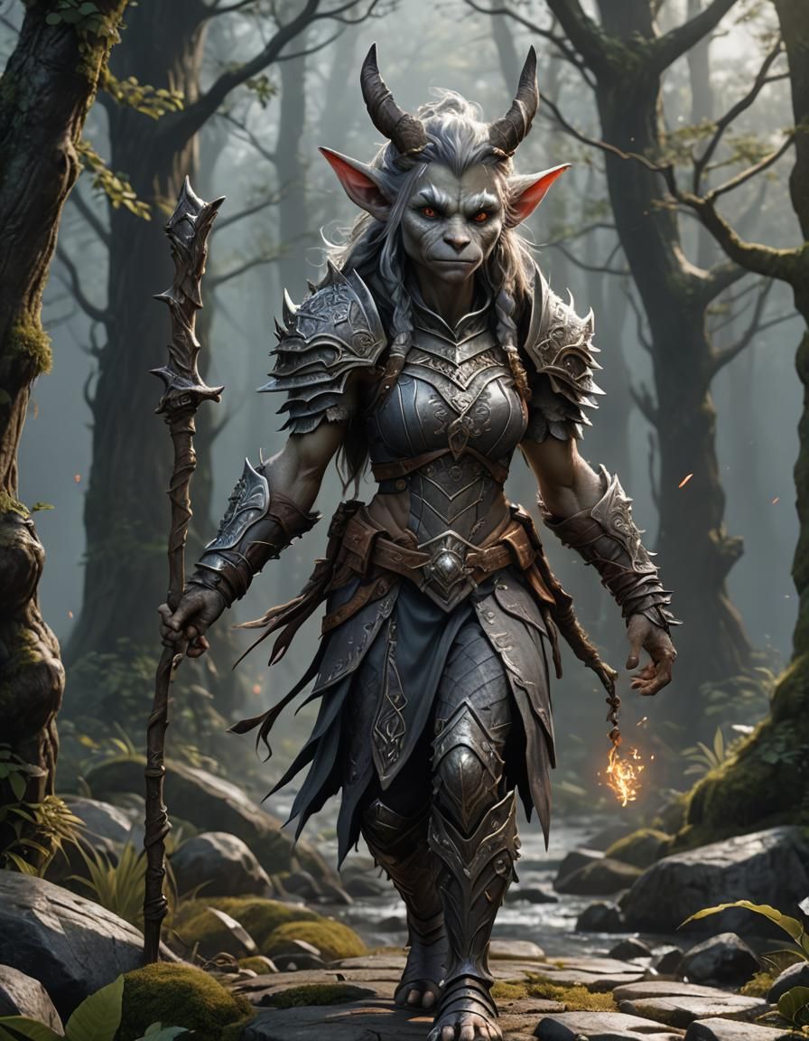 Bugbear Elf Woman: Detailed Fantasy Art