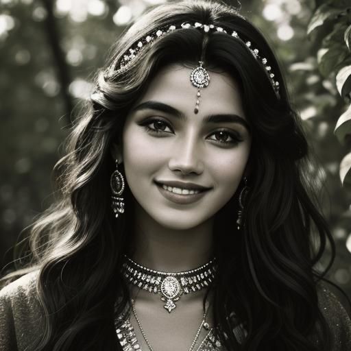 Portrait of a Young Woman in Black and White